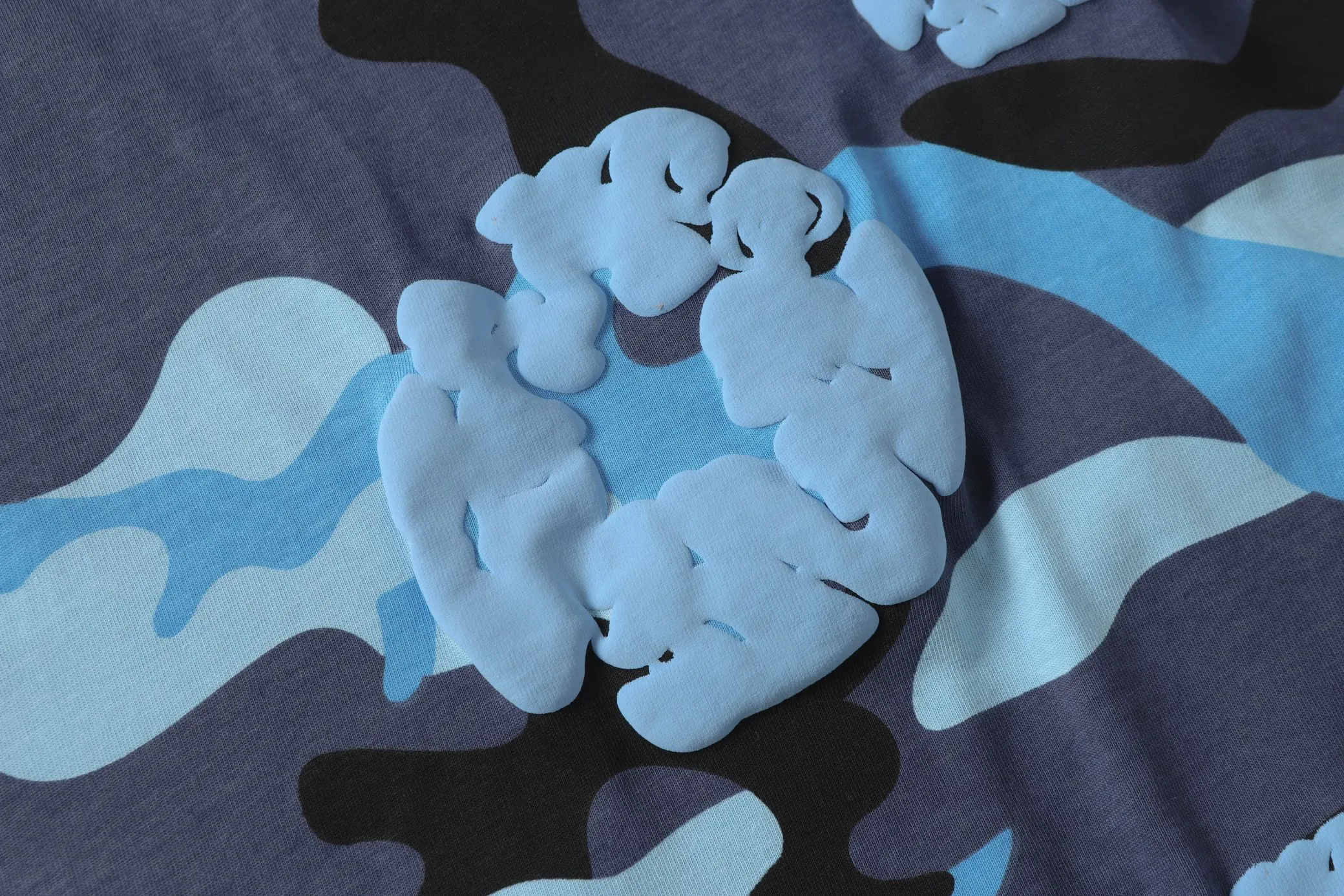 208# DENIM TEARS Kapok European and American trendy brand high quality foam flocking camouflage printed short-sleeved suit Color Camouflage blue Camouflage powder Camouflage gray Camouflage apricot Camouflage green Size S-XL